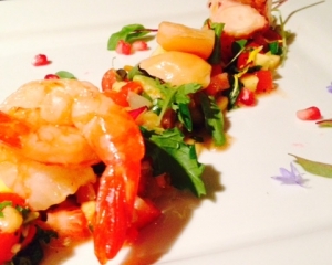 Fruits de mer et salsa fruitée